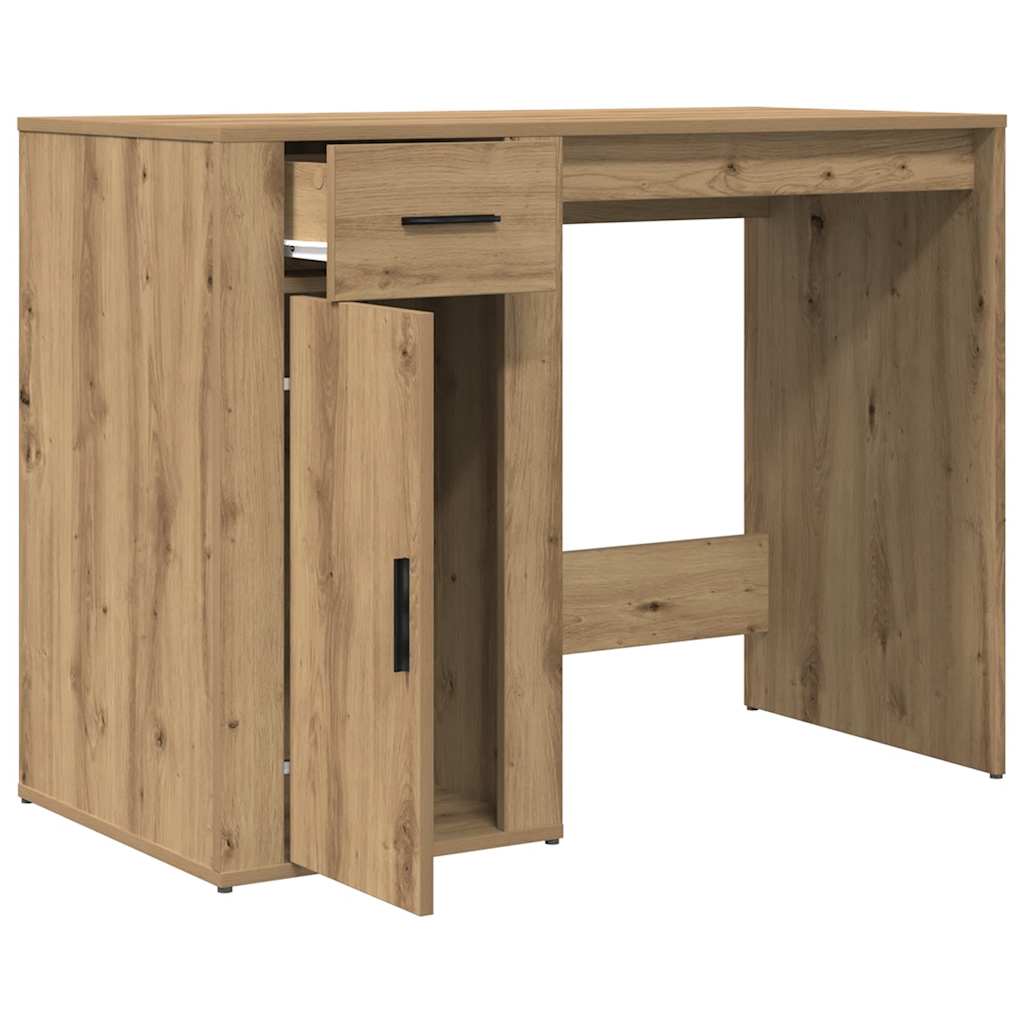 Modern Wooden Home Office Computer Desk Table With Storage Compartment & Drawer