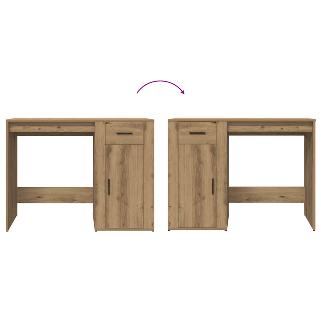 Modern Wooden Home Office Computer Desk Table With Storage Compartment & Drawer