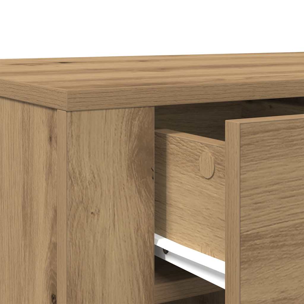 Modern Wooden Home Office Computer Desk Table With Storage Compartment & Drawer