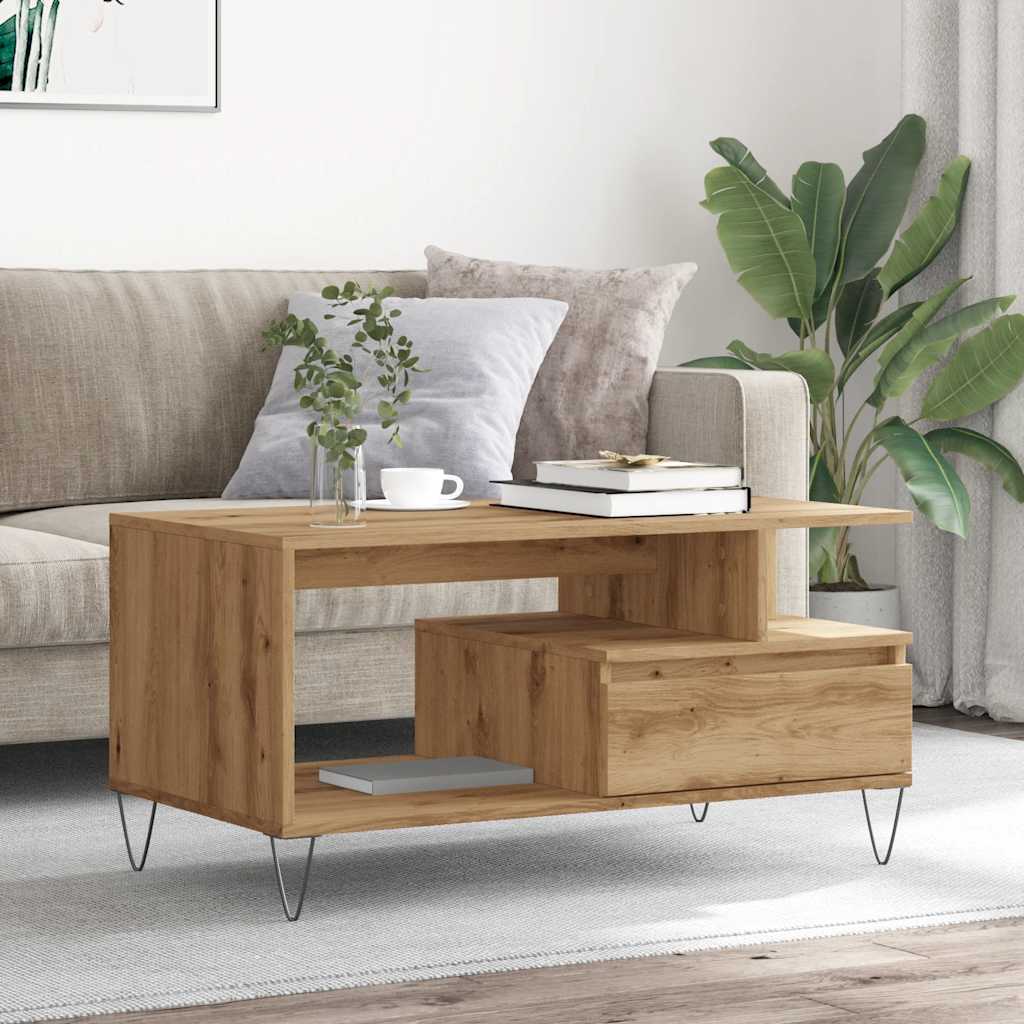 Coffee Table Artisan Oak 90x49x45 cm Engineered Wood