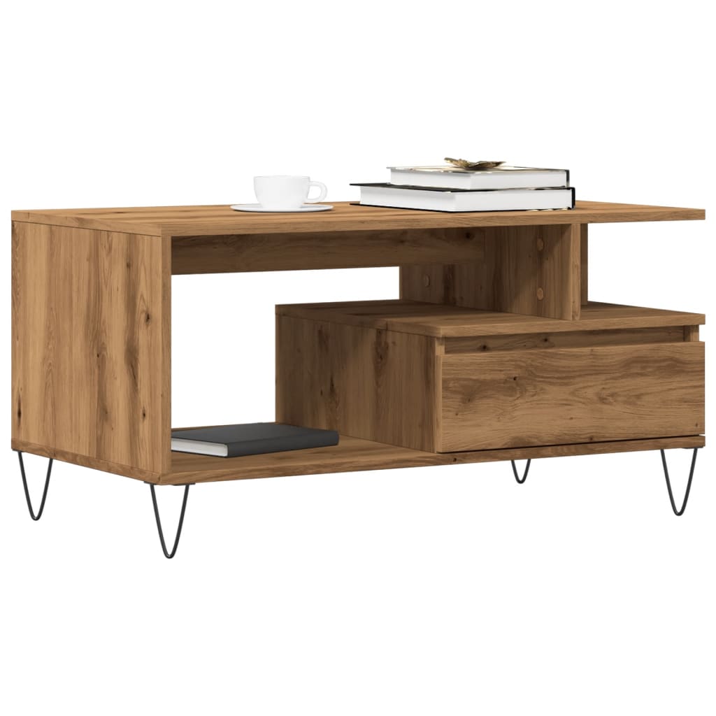 Coffee Table Artisan Oak 90x49x45 cm Engineered Wood