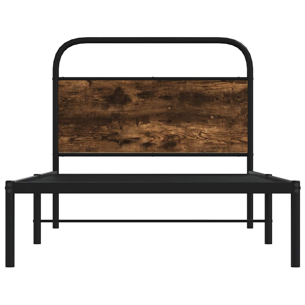 Bed Frame Without Mattress 90x190 cm Single Smoked Oak Engineered Wood
