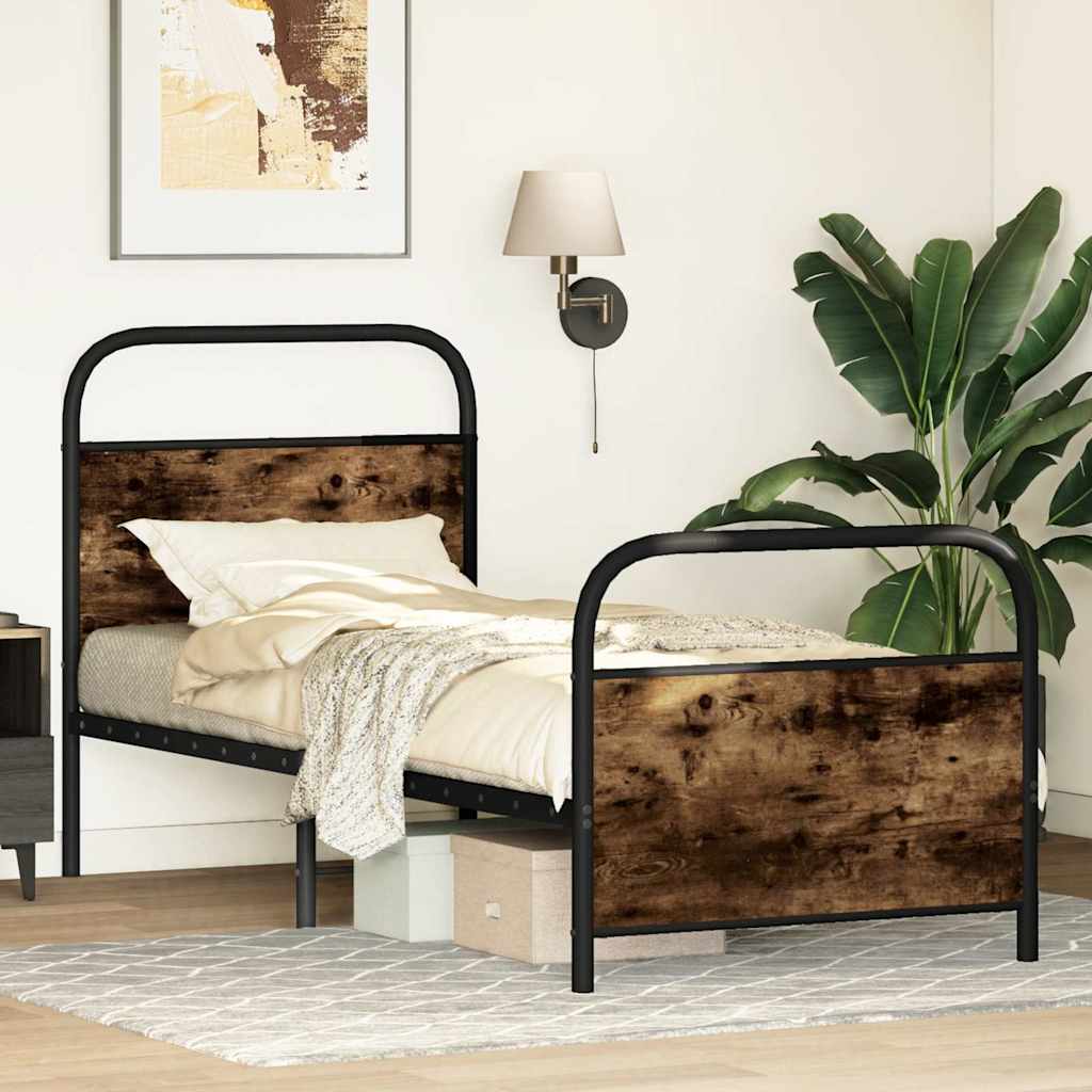 Bed Frame Without Mattress 80x200 cm Smoked Oak Engineered Wood
