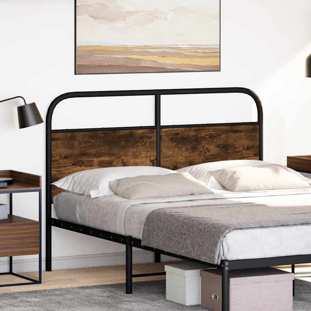Headboard Smoked Oak 140 cm Steel and Engineered Wood