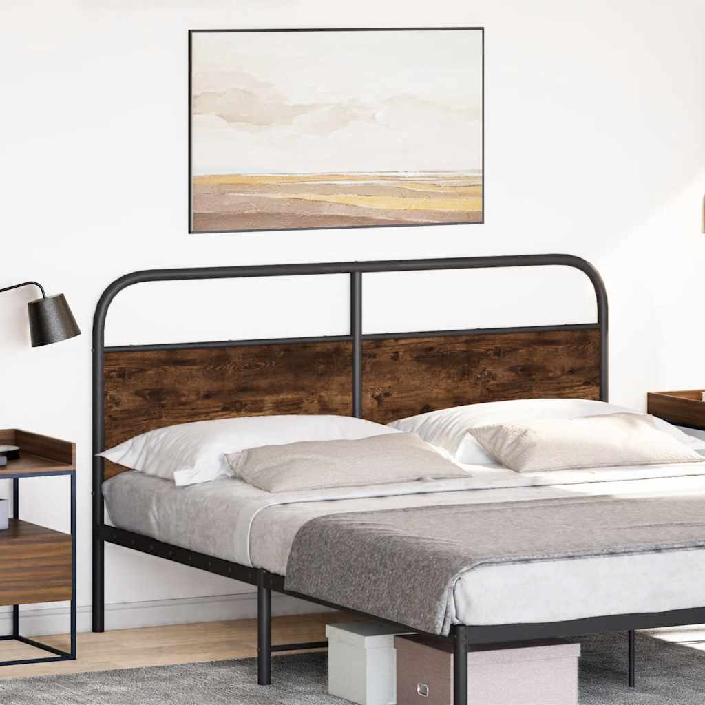 Headboard Smoked Oak 160 cm Steel and Engineered Wood