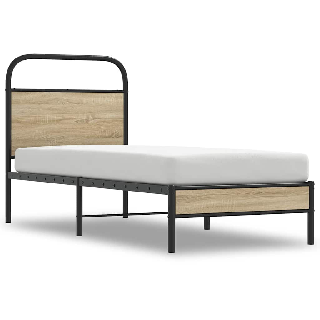 Bed Frame Without Mattress 75x190 cm Smoked Oak Engineered Wood
