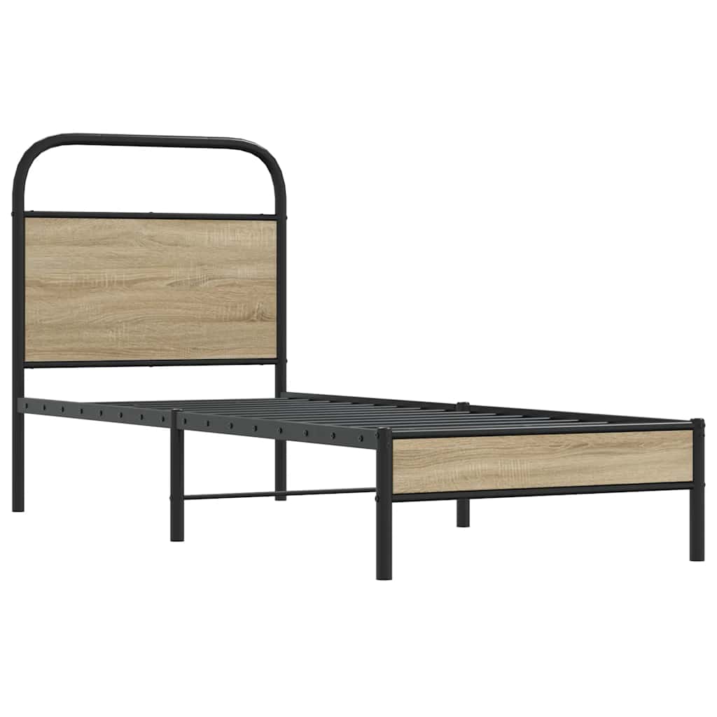Bed Frame Without Mattress 75x190 cm Smoked Oak Engineered Wood