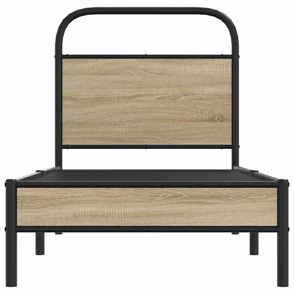 Bed Frame Without Mattress 75x190 cm Smoked Oak Engineered Wood