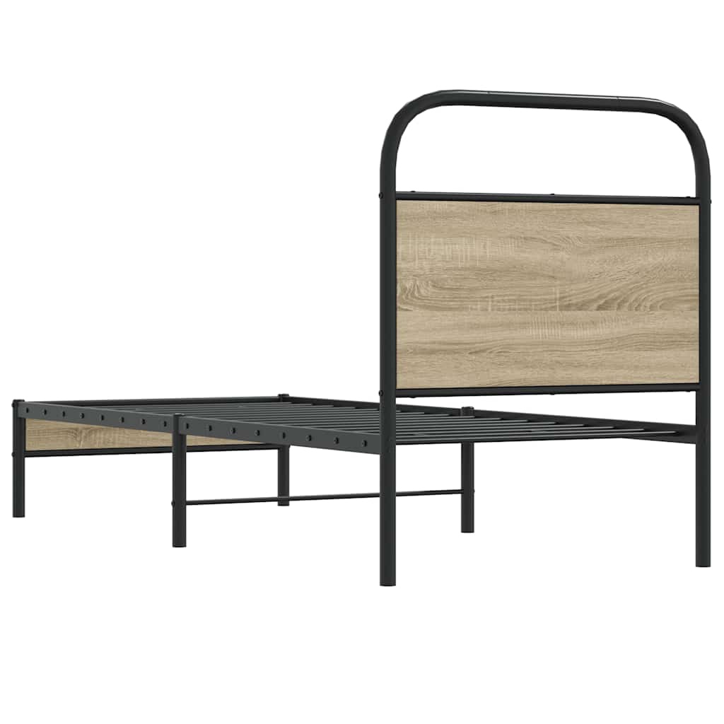 Bed Frame Without Mattress 75x190 cm Smoked Oak Engineered Wood