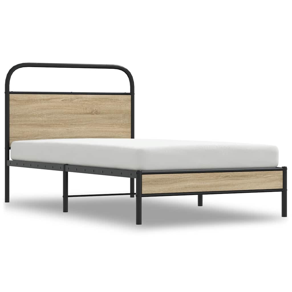 Bed Frame Without Mattress 90x190 cm Smoked Oak Engineered Wood