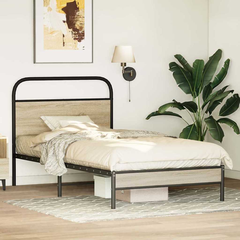 Bed Frame Without Mattress 90x190 cm Smoked Oak Engineered Wood