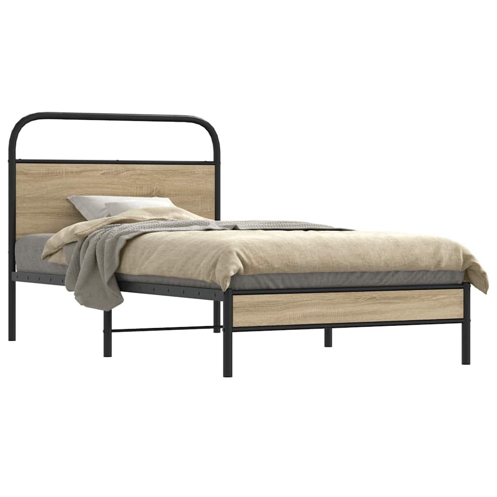 Bed Frame Without Mattress 90x190 cm Smoked Oak Engineered Wood