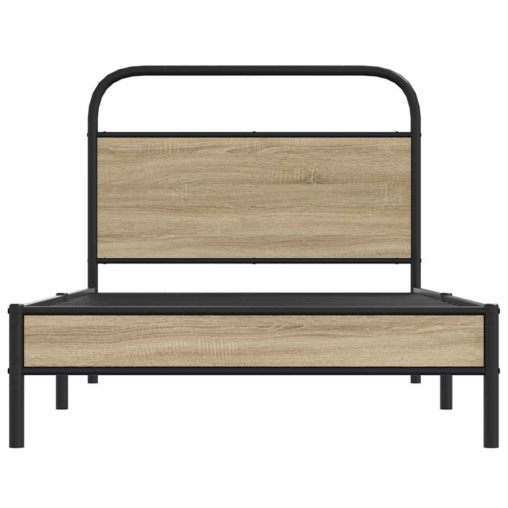 Bed Frame Without Mattress 90x200 cm Smoked Oak Engineered Wood