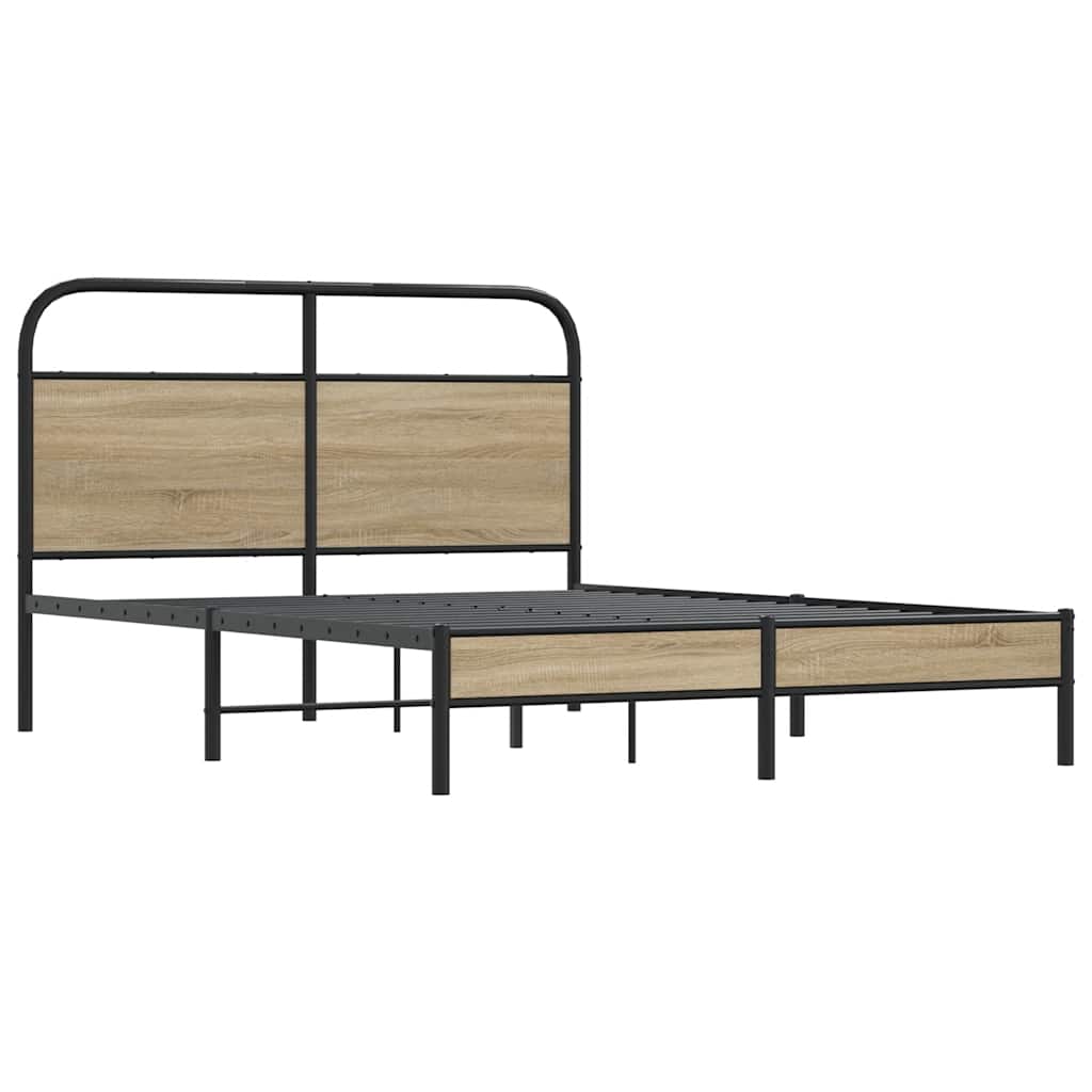 Bed Frame Without Mattress 135x190 cm Smoked Oak Engineered Wood