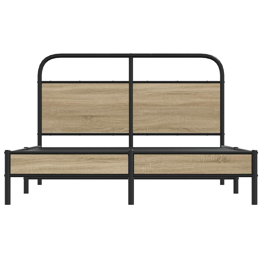 Bed Frame Without Mattress 135x190 cm Smoked Oak Engineered Wood