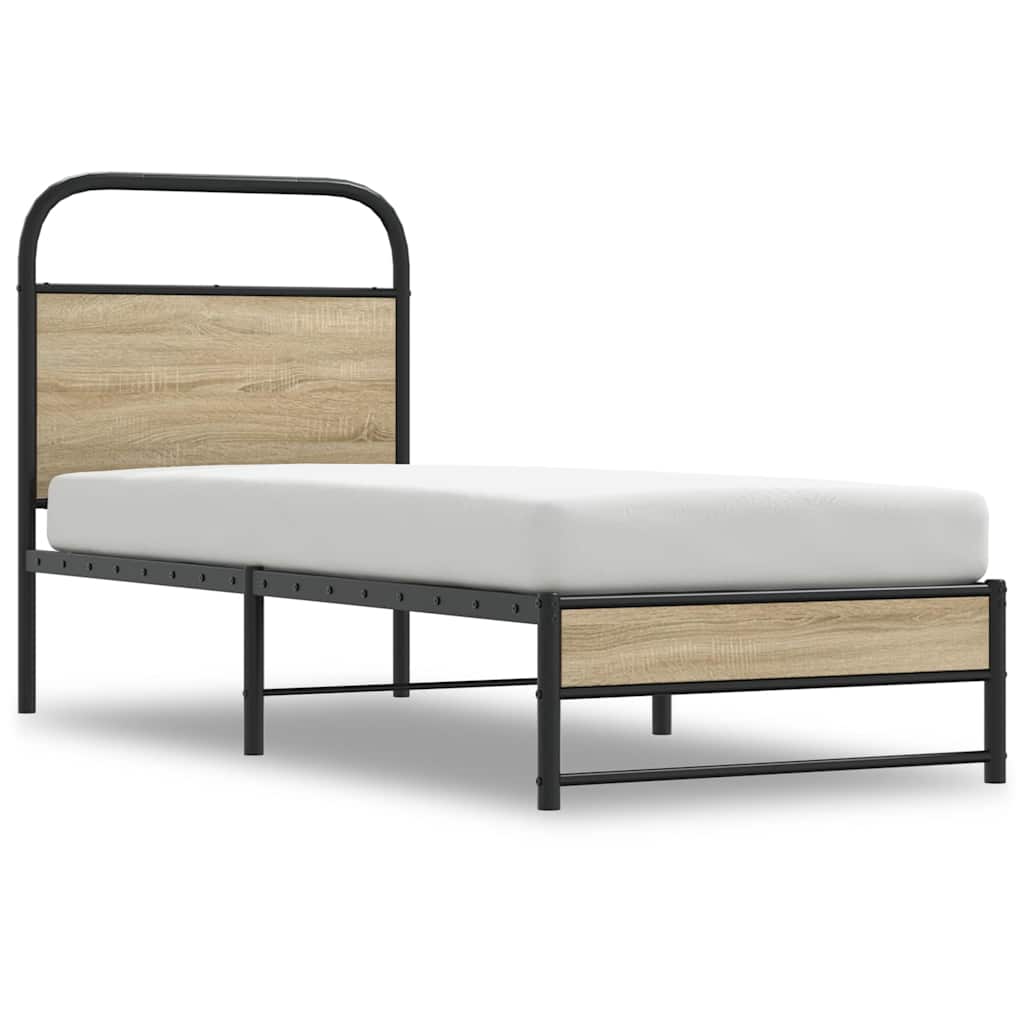 Bed Frame Without Mattress 75x190 cm Smoked Oak Engineered Wood