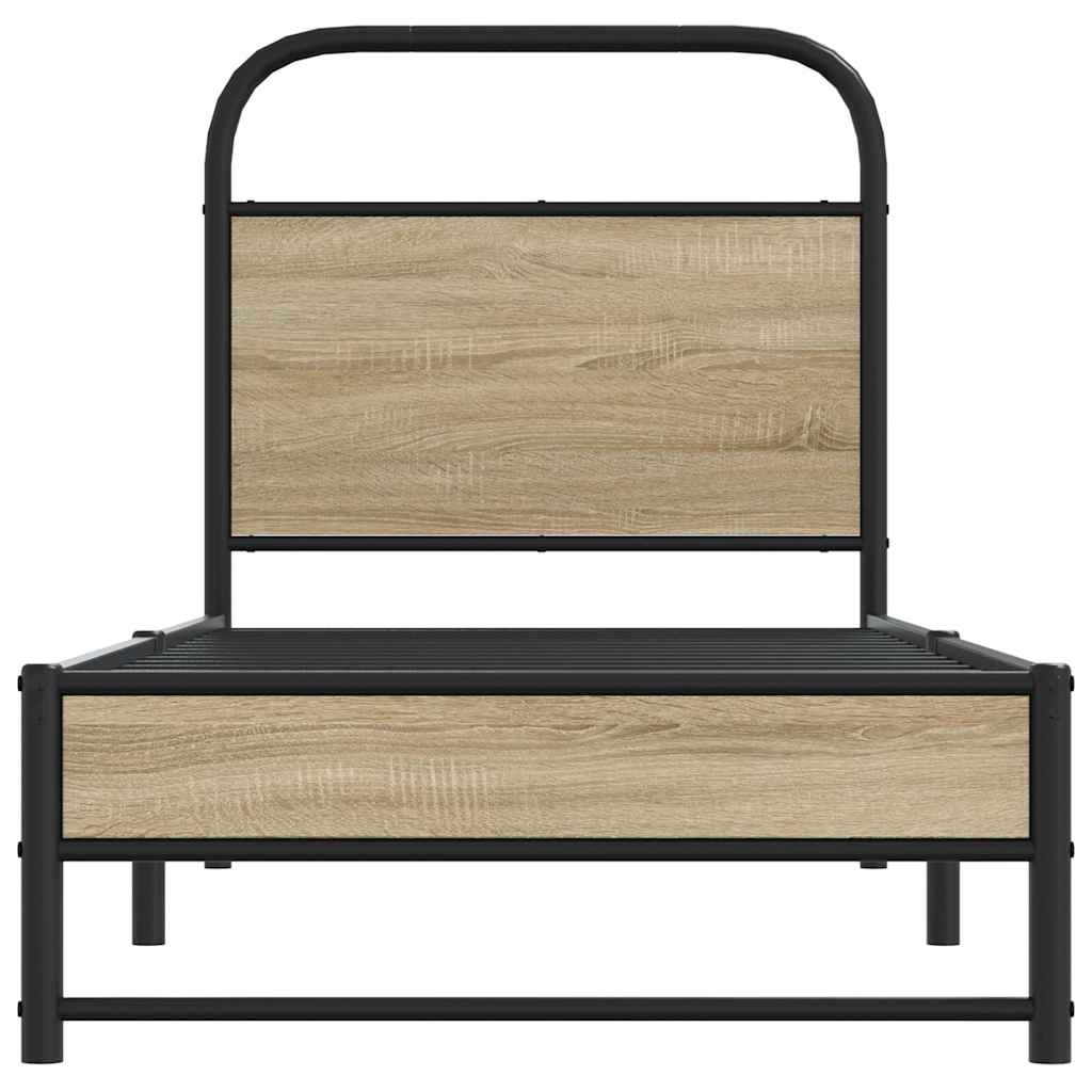 Bed Frame Without Mattress 75x190 cm Smoked Oak Engineered Wood