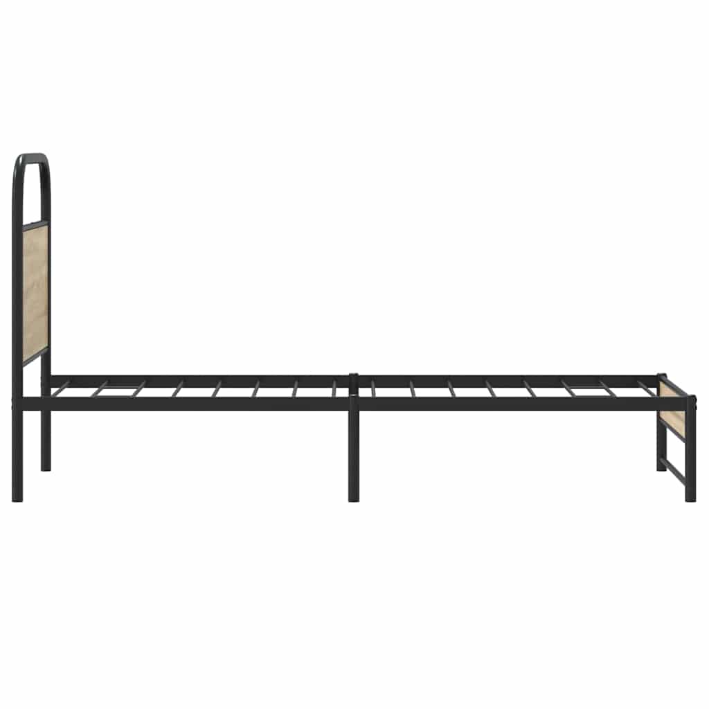 Bed Frame Without Mattress 75x190 cm Smoked Oak Engineered Wood