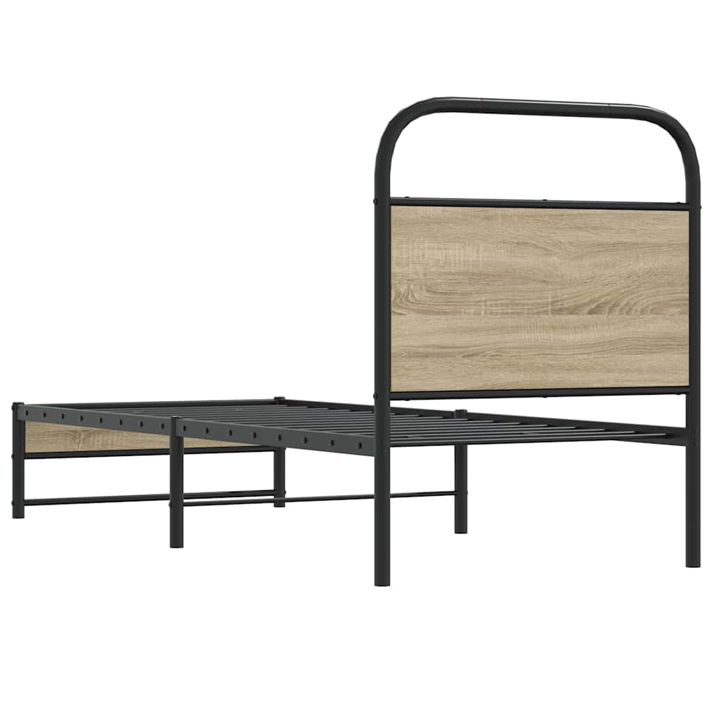 Bed Frame Without Mattress 80x200 cm Smoked Oak Engineered Wood