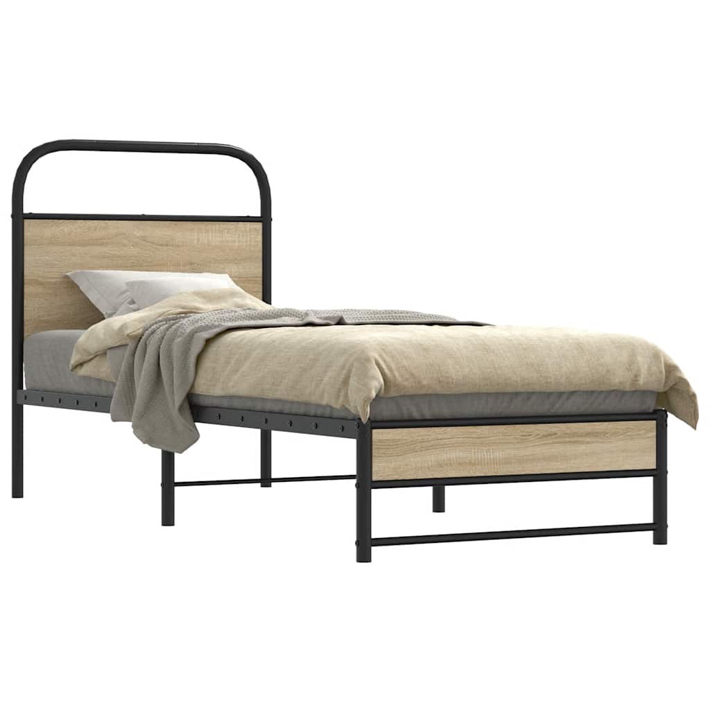 Bed Frame Without Mattress 80x200 cm Smoked Oak Engineered Wood