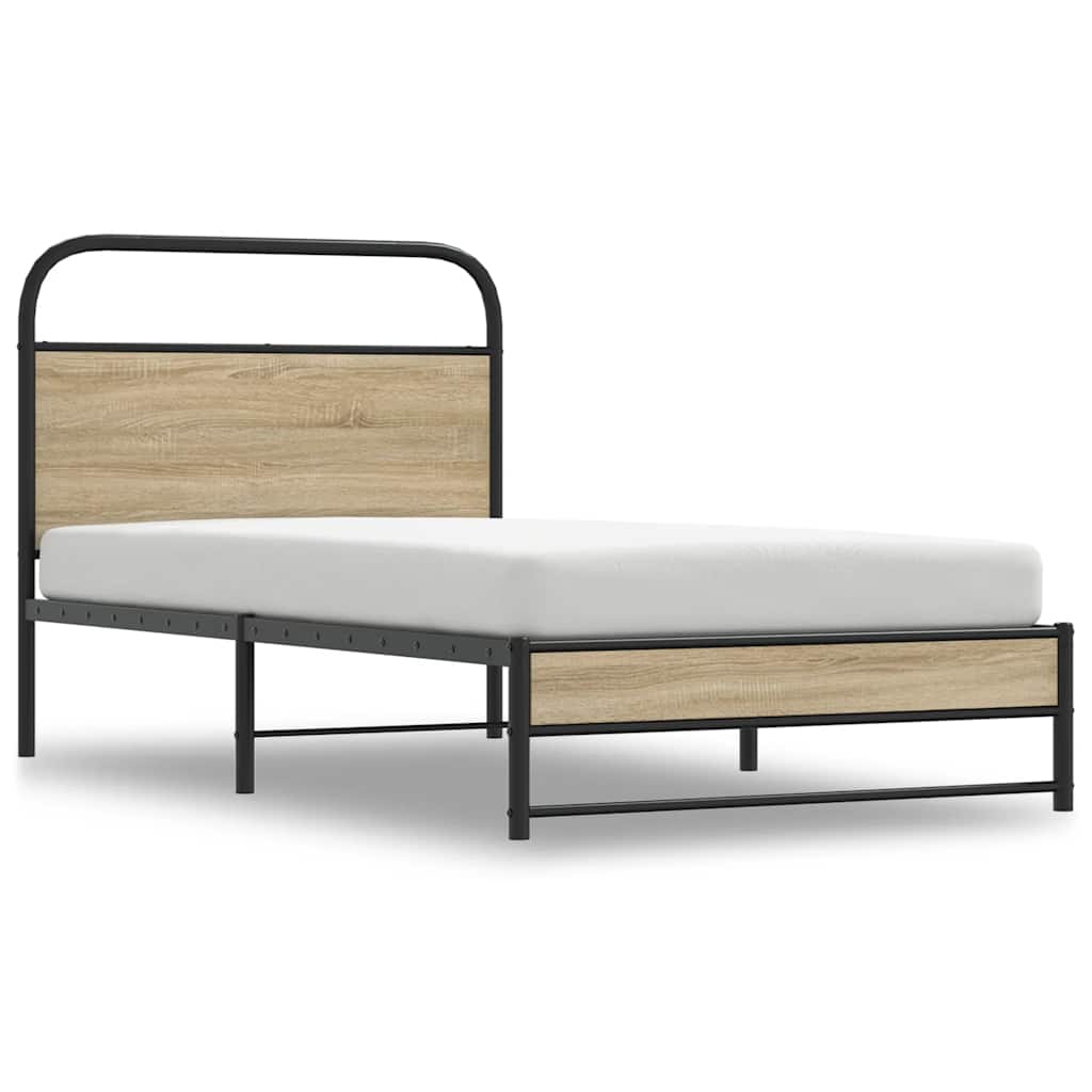 Bed Frame Without Mattress 100x200 cm Smoked Oak Engineered Wood