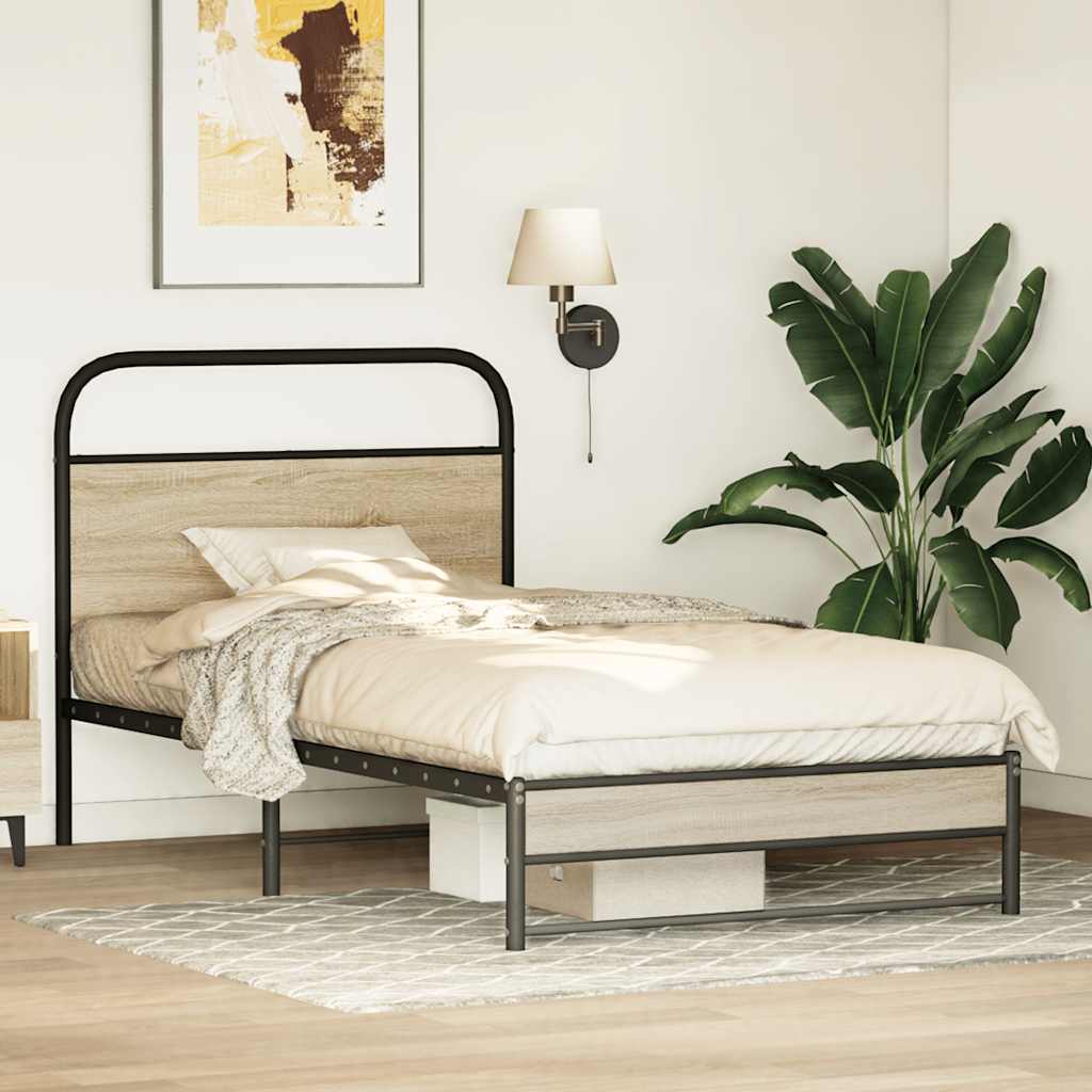 Bed Frame Without Mattress 100x200 cm Smoked Oak Engineered Wood