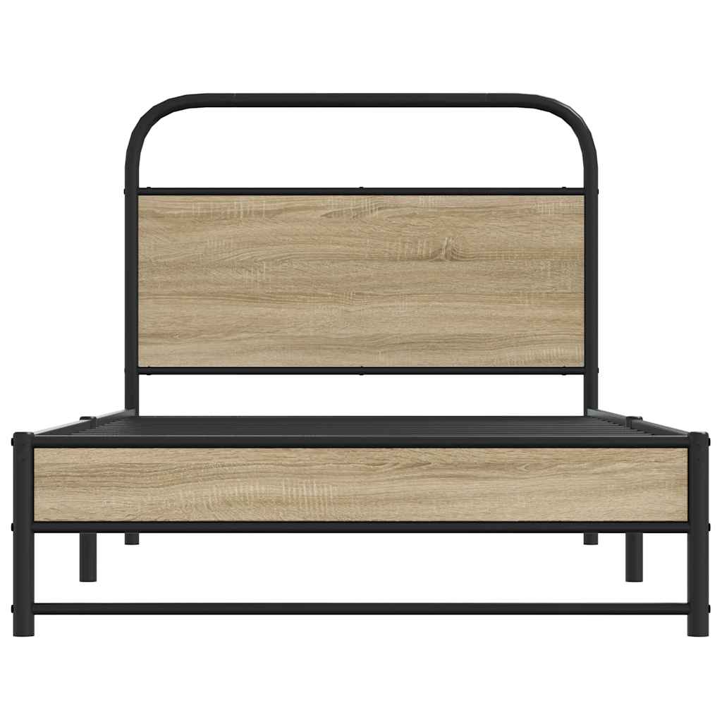 Bed Frame Without Mattress 100x200 cm Smoked Oak Engineered Wood