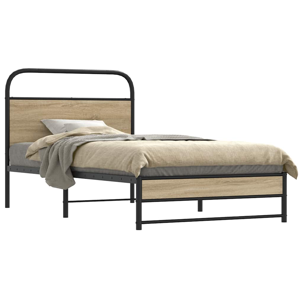 Bed Frame Without Mattress 100x200 cm Smoked Oak Engineered Wood