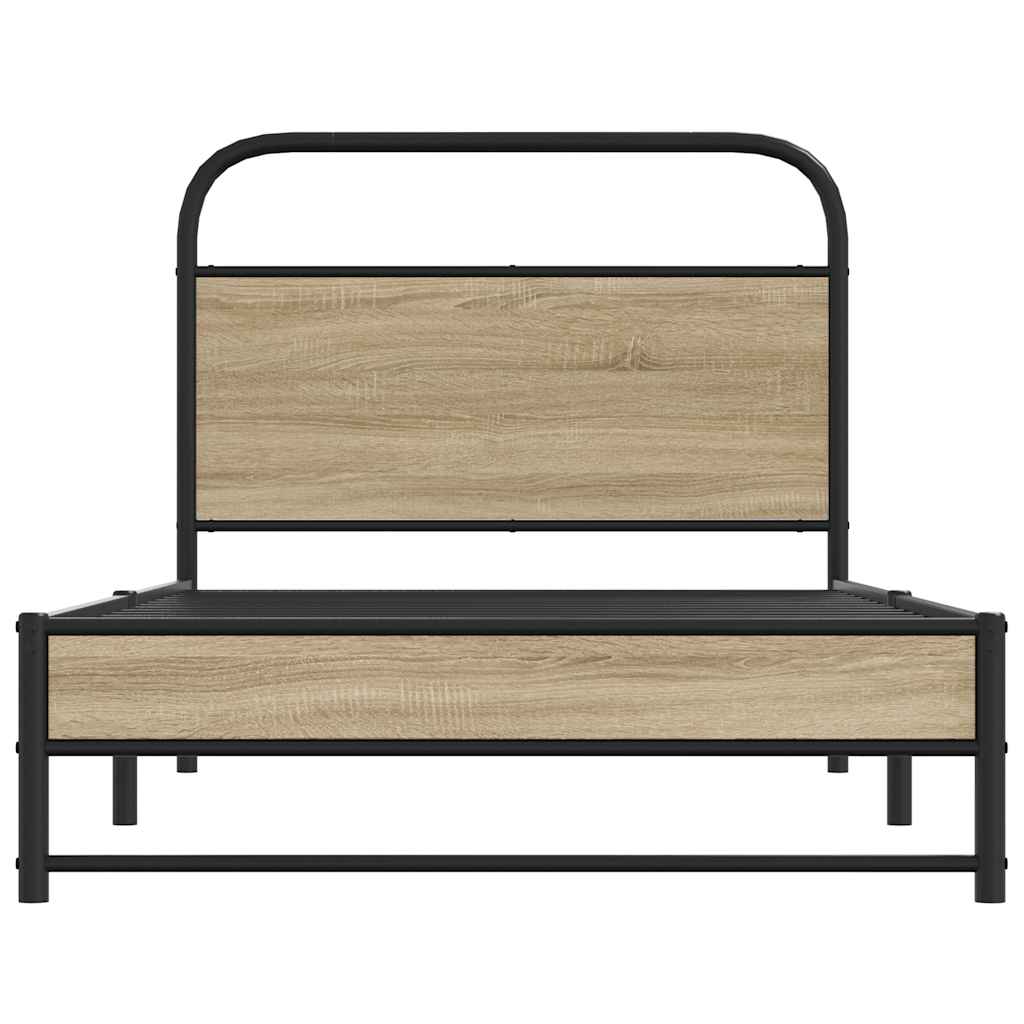 Bed Frame Without Mattress 107x203 cm Smoked Oak Engineered Wood