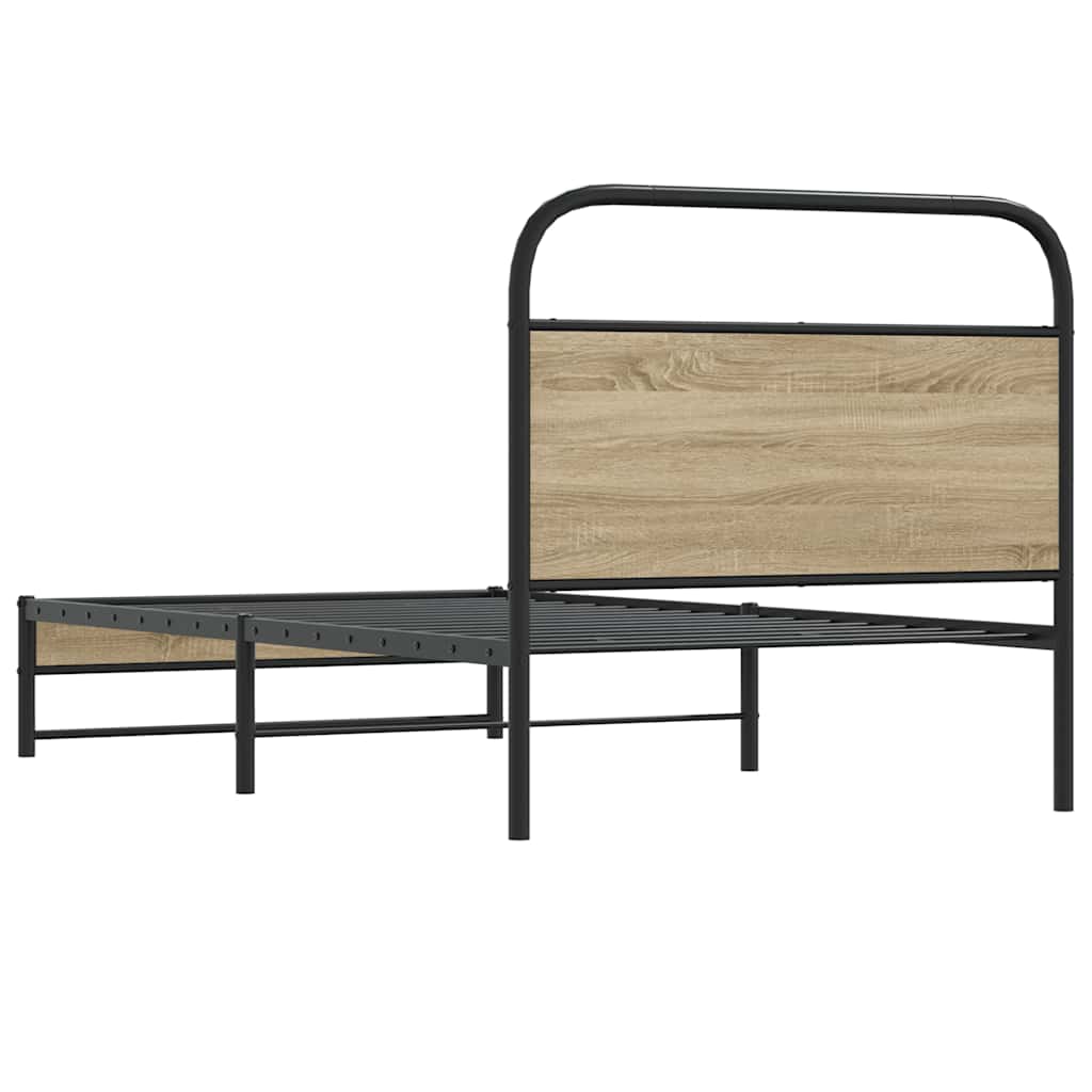 Bed Frame Without Mattress 107x203 cm Smoked Oak Engineered Wood