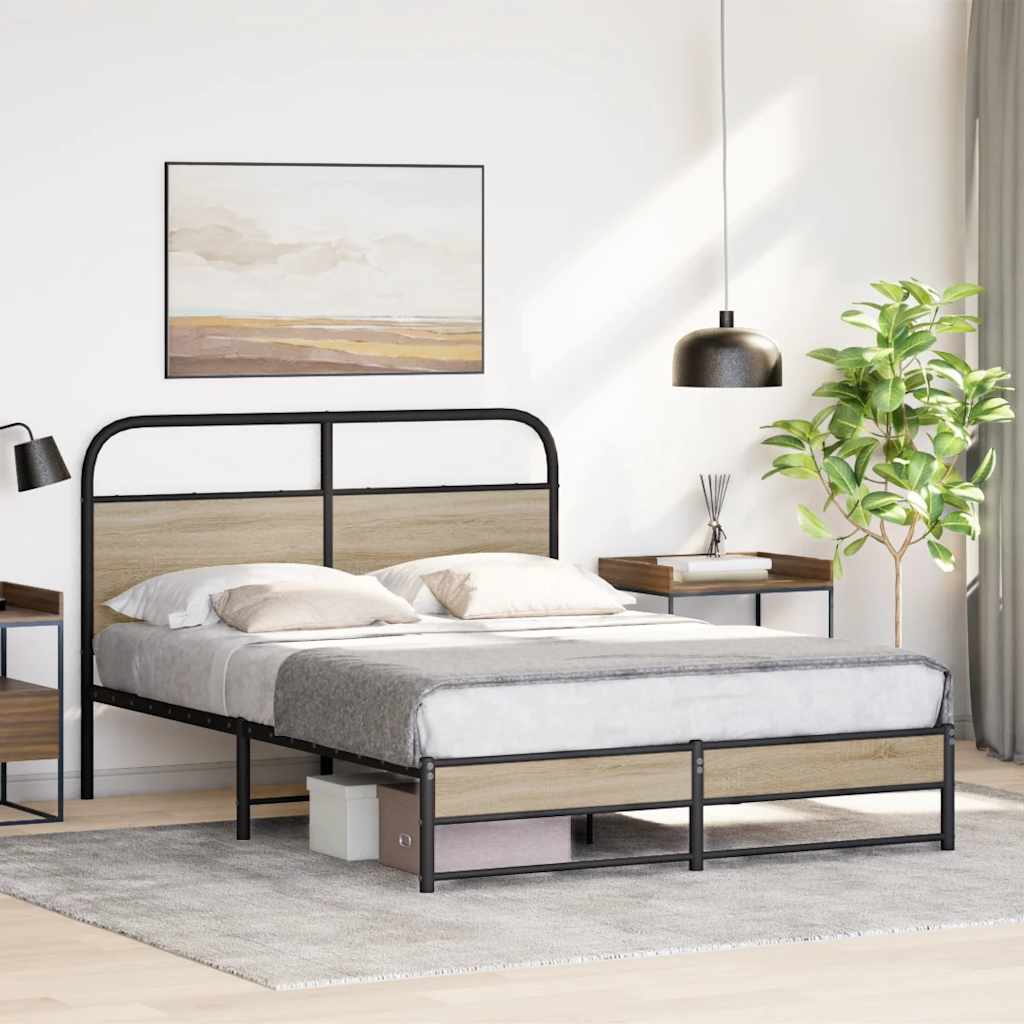 Bed Frame Without Mattress 120x190 cm Smoked Oak Engineered Wood