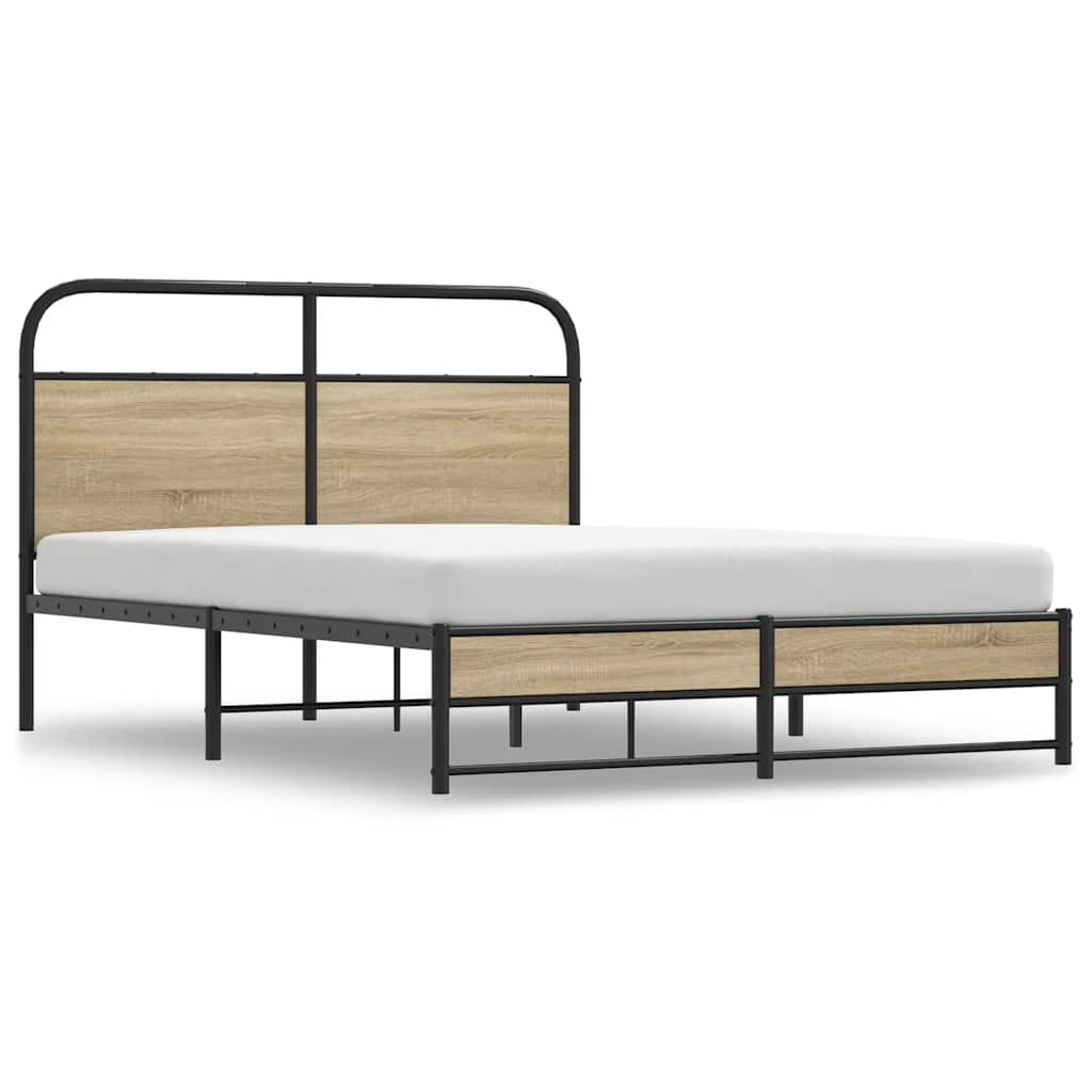 Bed Frame Without Mattress 140x200 cm Smoked Oak Engineered Wood