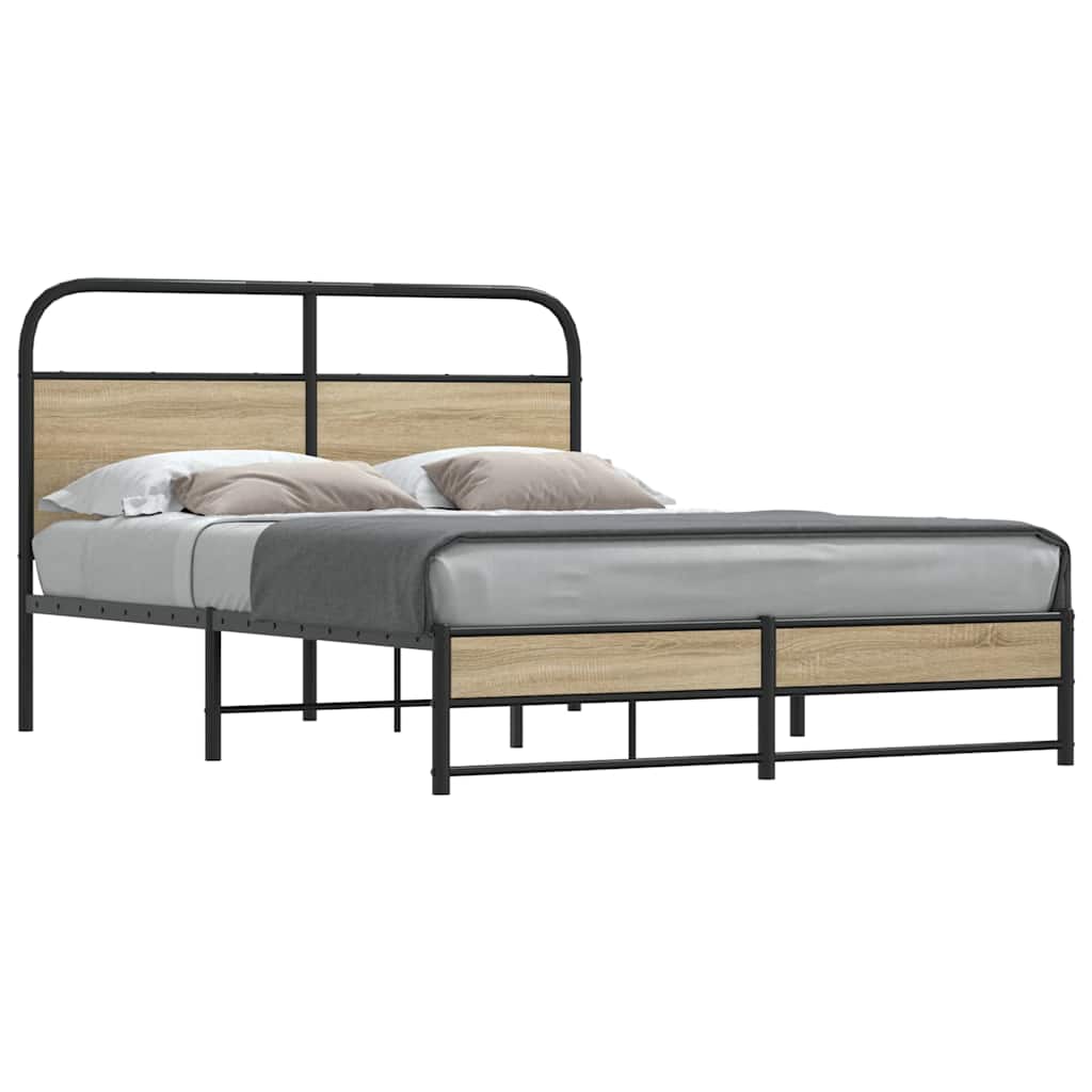 Bed Frame Without Mattress 140x200 cm Smoked Oak Engineered Wood