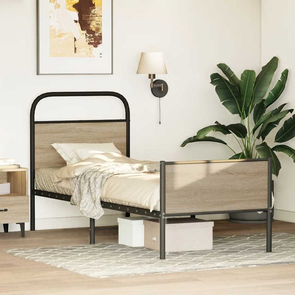 Bed Frame without Mattress 80x200 cm Sonoma Oak Engineered Wood