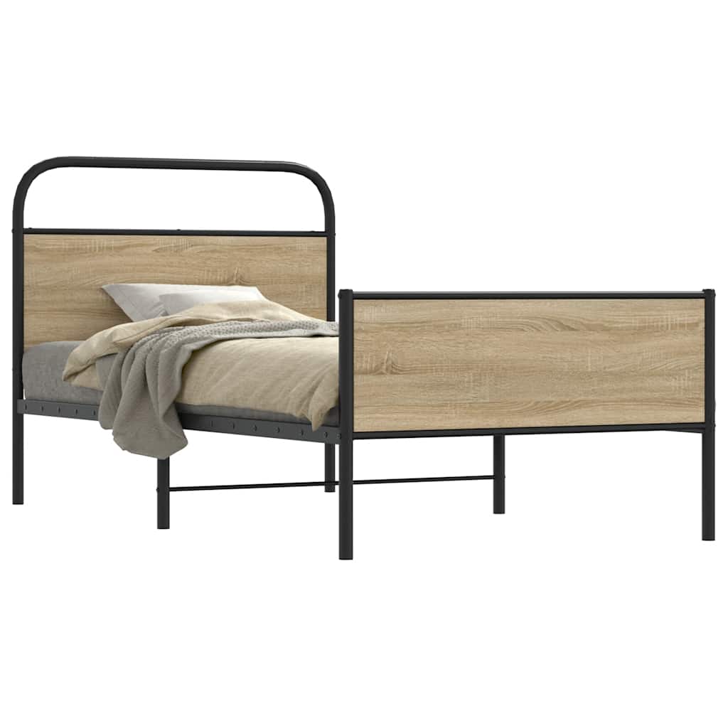 Bed Frame without Mattress 90x200 cm Sonoma Oak Engineered Wood