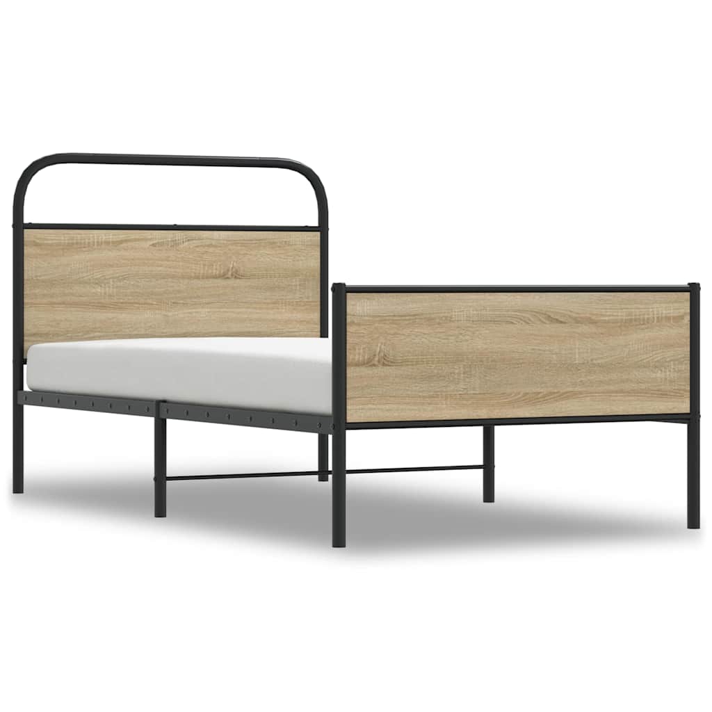 Bed Frame without Mattress 100x190 cm Sonoma Oak Engineered Wood