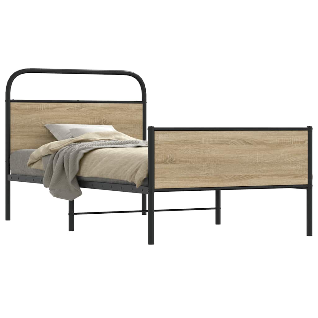 Bed Frame without Mattress 100x190 cm Sonoma Oak Engineered Wood