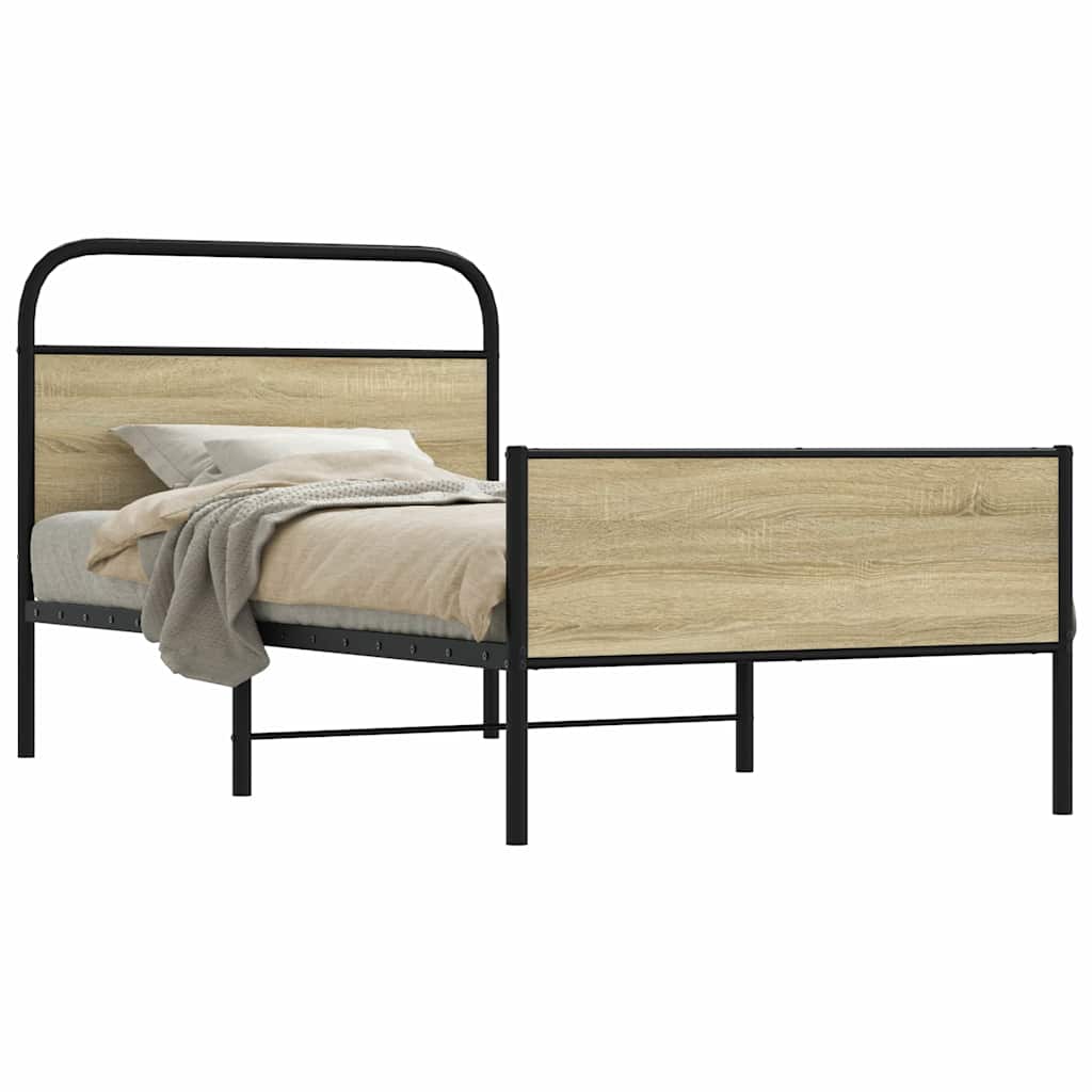 Bed Frame without Mattress 100x200 cm Sonoma Oak Engineered Wood