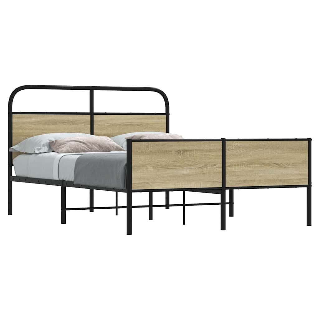 Bed Frame without Mattress 140x190 cm Sonoma Oak Engineered Wood