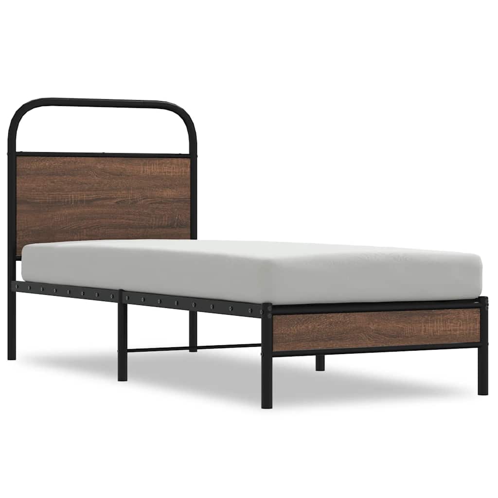 Bed Frame without Mattress 80x200 cm Brown Oak Engineered Wood