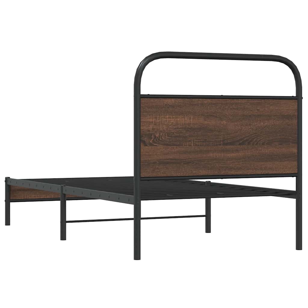 Bed Frame without Mattress 107x203 cm Brown Oak Engineered Wood