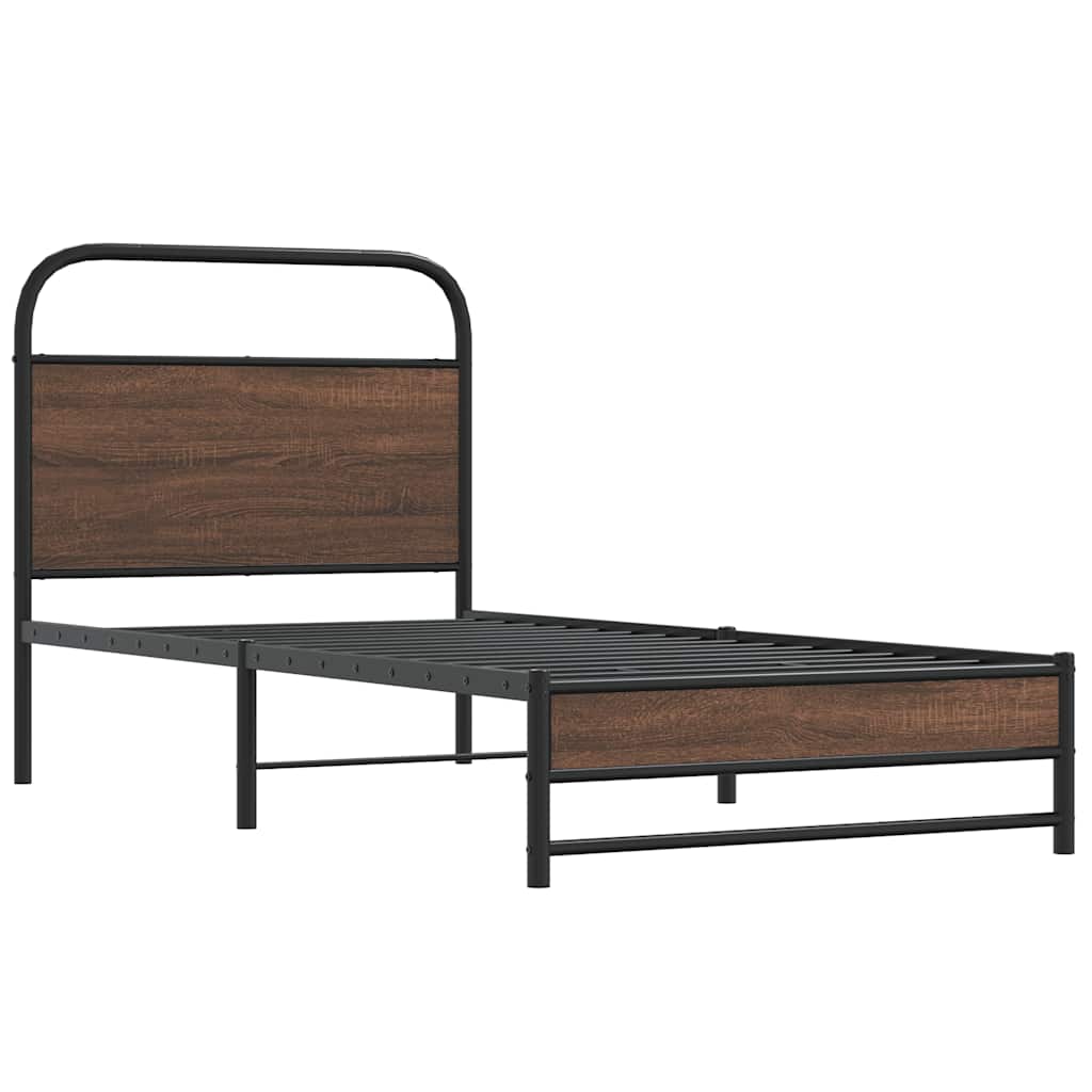 Bed Frame without Mattress 90x190 cm Brown Oak Engineered Wood