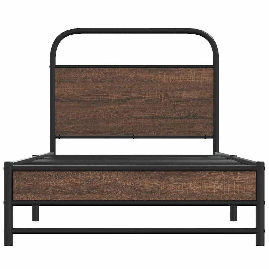 Bed Frame without Mattress 90x190 cm Brown Oak Engineered Wood