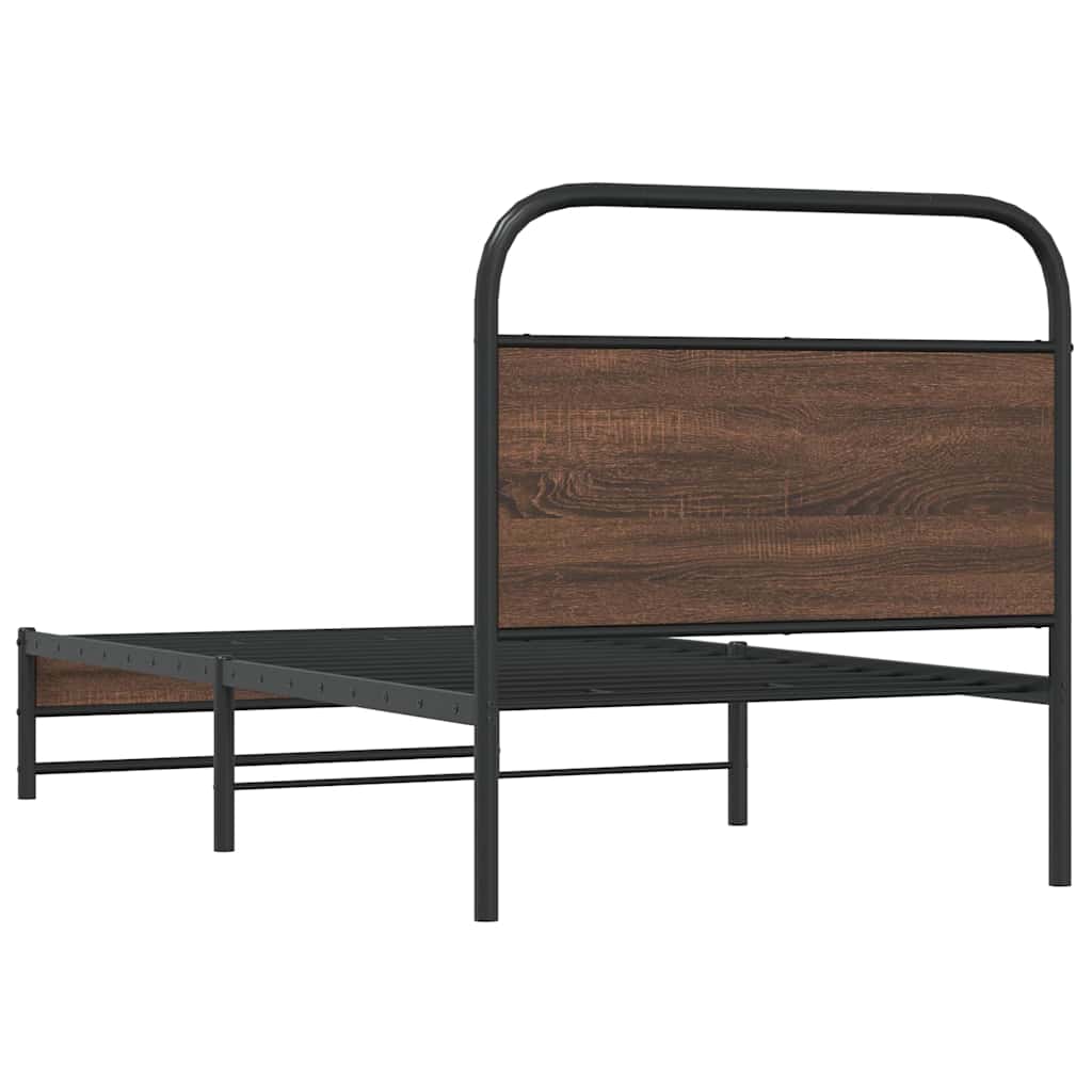 Bed Frame without Mattress 90x190 cm Brown Oak Engineered Wood