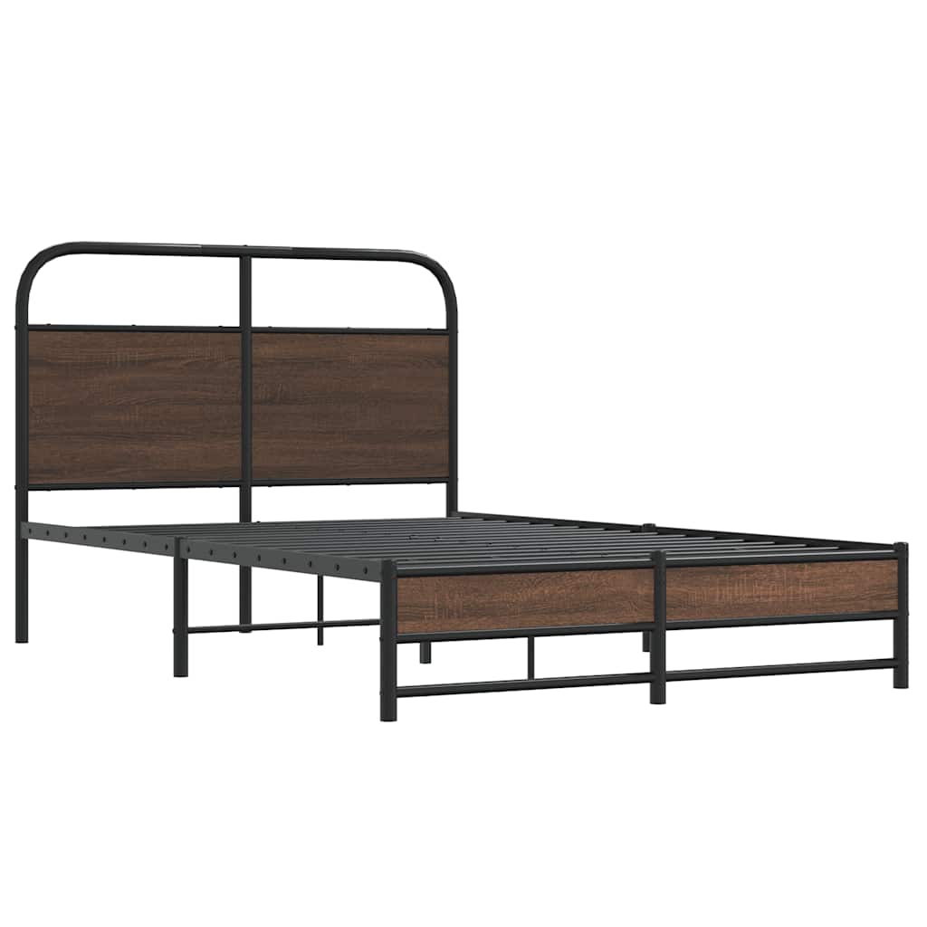Bed Frame without Mattress 140x190 cm Brown Oak Engineered Wood