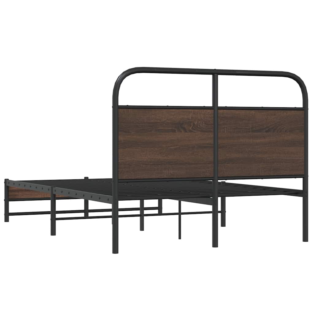 Bed Frame without Mattress 140x190 cm Brown Oak Engineered Wood