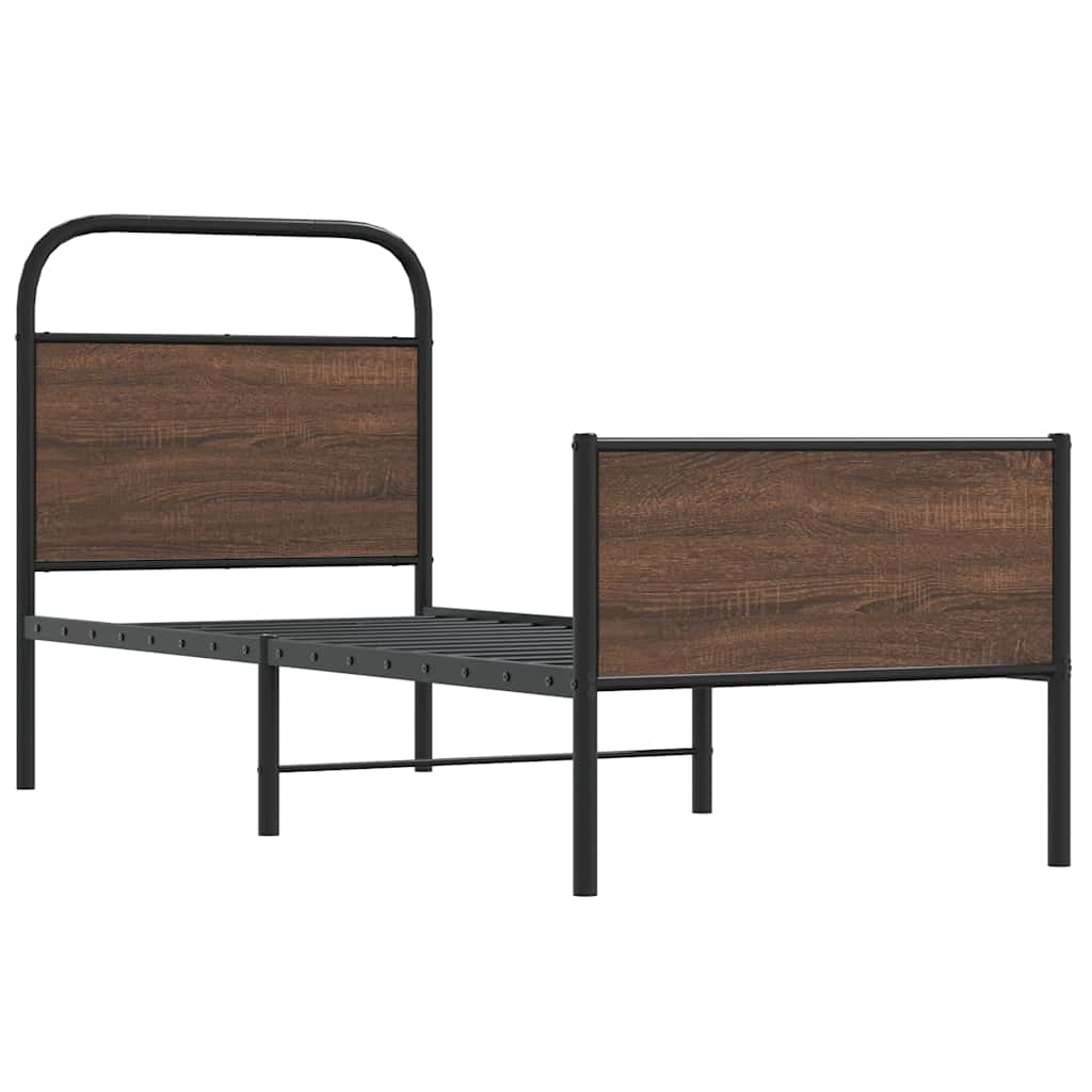 Bed Frame without Mattress 75x190 cm Brown Oak Engineered Wood