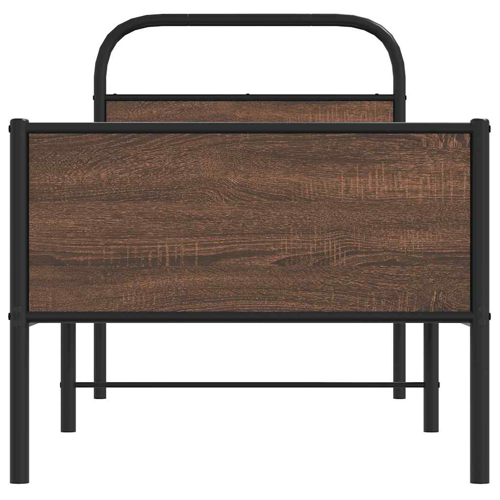 Bed Frame without Mattress 75x190 cm Brown Oak Engineered Wood