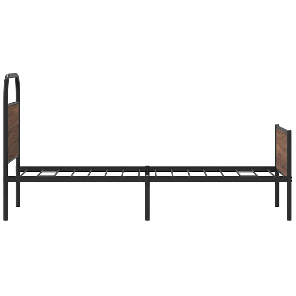 Bed Frame without Mattress 75x190 cm Brown Oak Engineered Wood