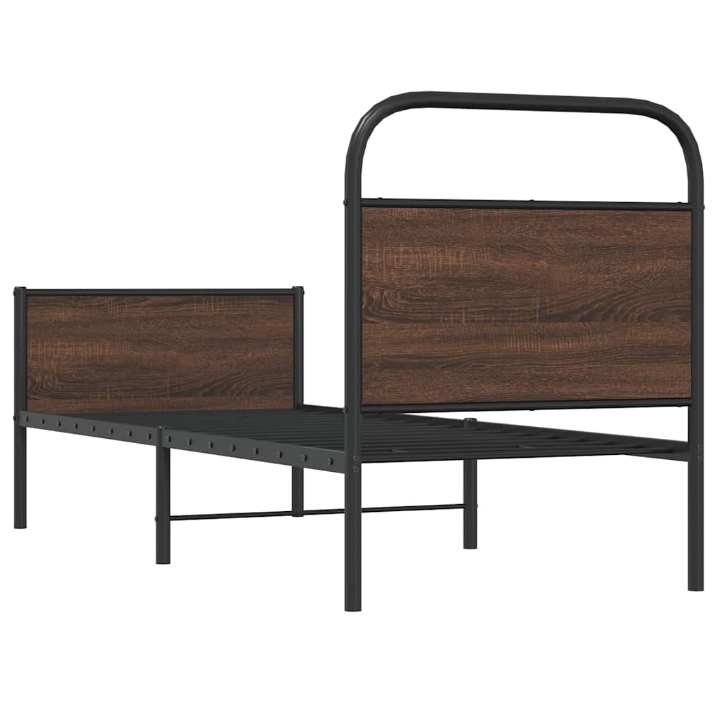 Bed Frame without Mattress 75x190 cm Brown Oak Engineered Wood
